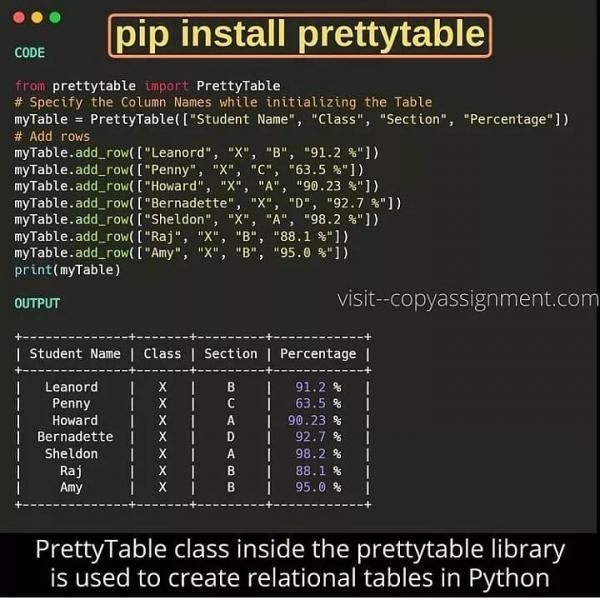 Prettytable. Какие темы цветов есть для prettytable.